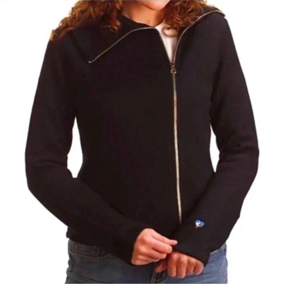 KÜHL 100% Merino Wool Full Zip Jacket Womens Small Black Outdoor Hiking